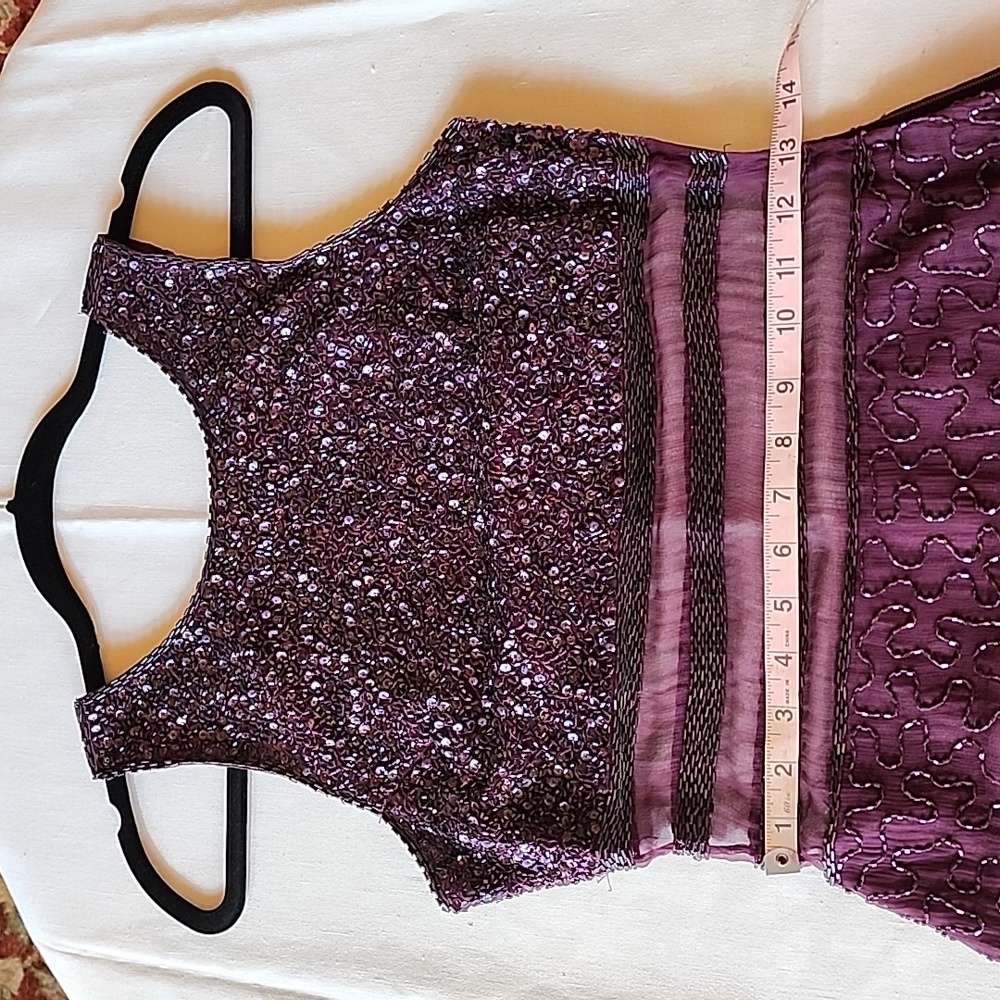 Laurence Kazar Gown 100% Silk Dress size PS plum color beaded VINTAGE - Picture 12 of 17